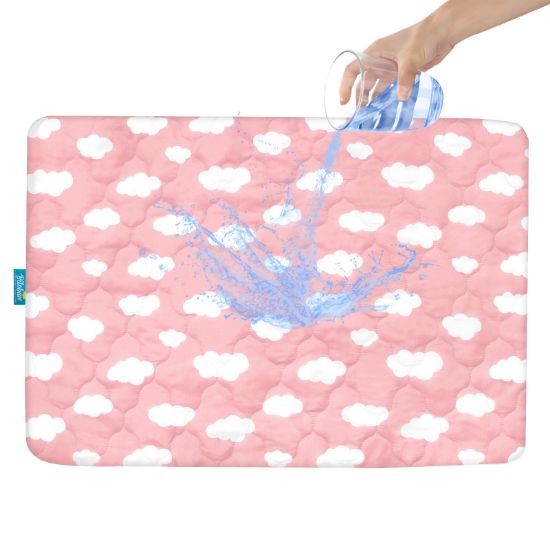 Picture of Pack and Play Mattress Protector Sheets Fitted Waterproof Pack and Play Mattress Pad Cover, Compatible with Graco Pack n Play & Dream On Me & Pamo Babe, Playpen/Playard Sheet, Pink Cloud, 39" x 27"