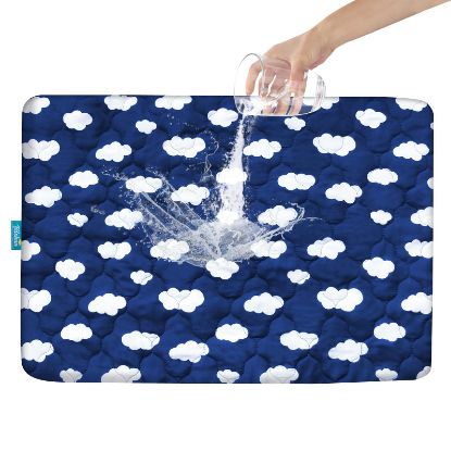 Picture of Pack and Play Mattress Protector Sheets Fitted Waterproof Pack and Play Mattress Pad Cover, Compatible with Graco Pack n Play & Dream On Me & Pamo Babe, Playpen/Playard Sheet, Navy Cloud, 39" x 27"