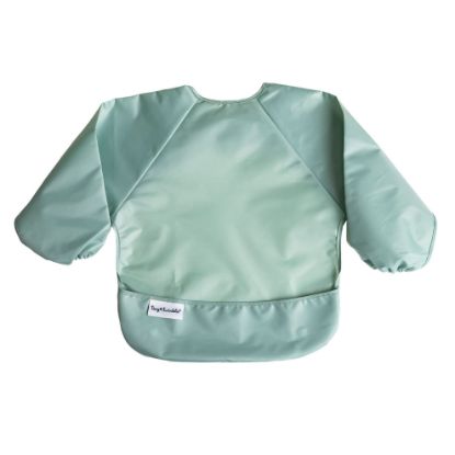 Picture of Tiny Twinkle Mess Proof Baby Bib, Cute Full Sleeve Bib Outfit, Waterproof Bibs for Toddlers, Machine Washable, Tug Closure, Smock Eating, Long (Sage Green, Large 2-4 Years)