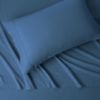 Picture of Amazon Basics 3 Piece Bed Sheet Set, 100% Cotton Jersey, Includes Super Soft, Flat and Fitted Sheets, Pillowcase, Toddler, Navy, Solid