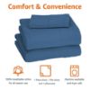 Picture of Amazon Basics 3 Piece Bed Sheet Set, 100% Cotton Jersey, Includes Super Soft, Flat and Fitted Sheets, Pillowcase, Toddler, Navy, Solid