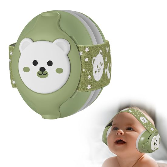 Picture of YomauiYee Baby Earmuffs-Infant Ear Protection for Babies 0-36 Months, 25dB NRR Baby Noise Cancelling Headphones with Little Bear Design,Baby Flight Essentials for Travel/Improves Sleep/Outdoor