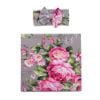 Picture of Galabloomer Newborn Receiving Blanket Headband Set Baby Flower Rose Swaddle with Big Bow (Gray)