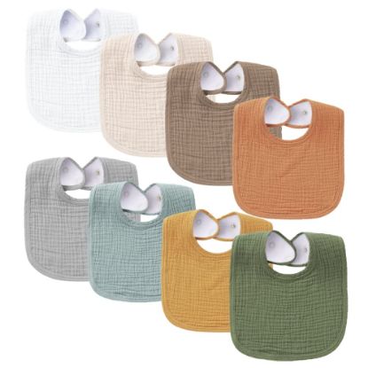 Picture of Konssy Muslin Baby Bibs 8 Pack Baby Bandana Drool Bibs Cotton for Unisex Boys and Girls, Soft Absorbent Set for Teething and Drooling