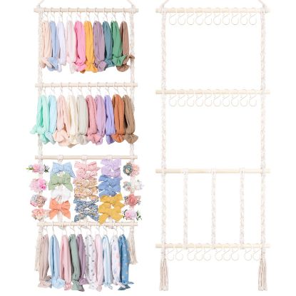 Picture of POVETIRE Headband Holder Hair Bows Organizer for Girls, Baby Hair Accessories Organizer Storage Wall Hanging Decor for Toddler Girls Room