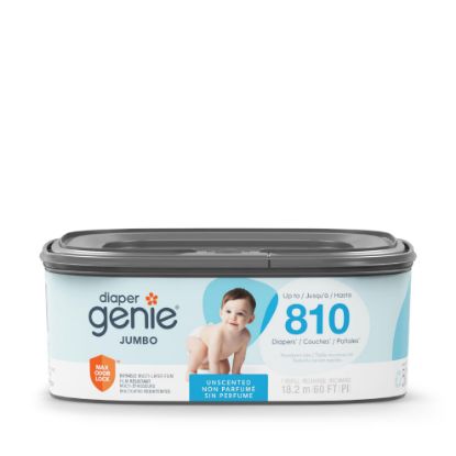 Picture of Diaper Genie Jumbo Square Refill, with Continuous Film, can Hold up to 810 Newborn-Sized Diapers per Refill.
