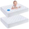 Picture of Yoofoss Waterproof Mini Crib Mattress Protector 2 Pack, Quilted Mattress Pad Cover Soft and Breathable, Machine Washable Portable Mattress Protector for Standard Baby Crib Size 38"X24"