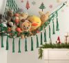 Picture of Stuffed Animal Toy Storage Hammock with LED Light - Macrame Jumbo Doll Corner Stuff Animals Organizer Decorations - Cute Plushie Net Kids Baby Nursery Bedroom Room Decor Christmas Green