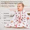 Picture of Unnivoll Sleep Sack 18-24 Months TOG 2.5 Winter Baby Wearable Blanket, 100% Cotton Toddler Sleeping Sack with 2-Way Zipper Warm Soft Baby Sleep Sack Strawberry