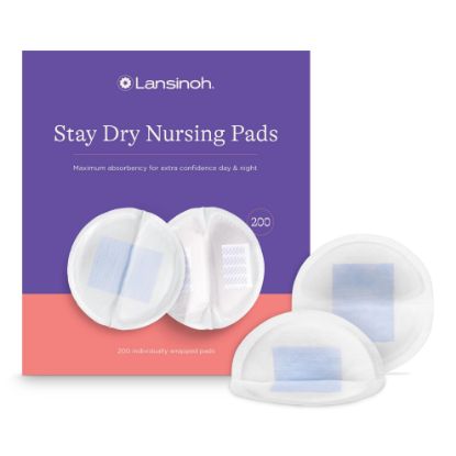 Picture of Lansinoh Stay Dry Disposable Nursing Pads, Soft and Super Absorbent Breast Pads, Breastfeeding Essentials for Moms, 200 Count