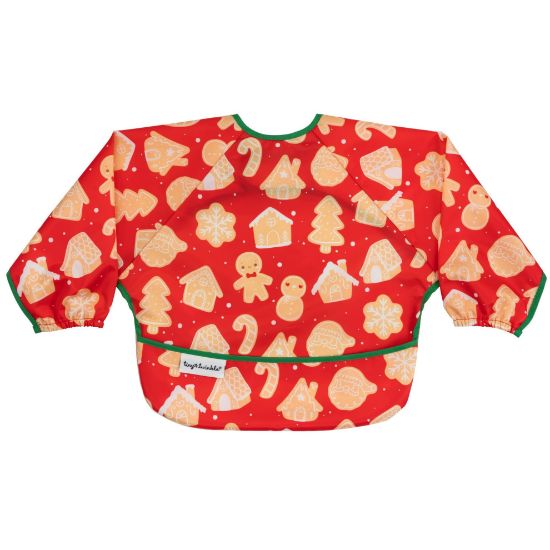 Picture of Tiny Twinkle Mess Proof Baby Bib, Cute Full Sleeve Bib Outfit, Waterproof Bibs for Toddlers, Machine Washable, Tug Proof, Baby Smock for Eating, Long Sleeved (Gingerbread, Small 6-24 Months)