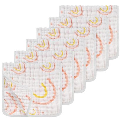 Picture of Looxii Muslin Burp Cloths 100% Cotton Muslin Cloths Large 20''x10'' Extra Soft and Absorbent 6 Pack Baby Burping Cloth for Boys and Girls (Rainbow)