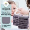 Picture of Cute Castle 12 Pack Muslin Burp Cloths for Baby - Ultra-Soft 100% Cotton Baby Washcloths - Large 20'' by 10'' Super Absorbent Milk Spit Up Rags - Burpy Cloths for Unisex, Boy, Girl - Grey