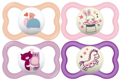 Picture of MAM Air Day & Night Baby Pacifier, for Sensitive Skin, Glows in The Dark, 16+ Months, Girl, 4 Count