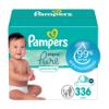 Picture of Pampers Baby Wipes Aqua Pure, 99% water-based wipes, Hypoallergenic and Unscented Infant Wipe, 336 Total (6 Flip-Top Packs)