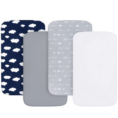 Picture of Baby Bassinet Sheets 4 Pack Compatible with 33" x 20" Mika Micky, Baby Delight, Dream On Me, AMKE and Other Rectangle Bassinet Mattress, Ultra Soft & Skin Friendly, Washer & Dryer