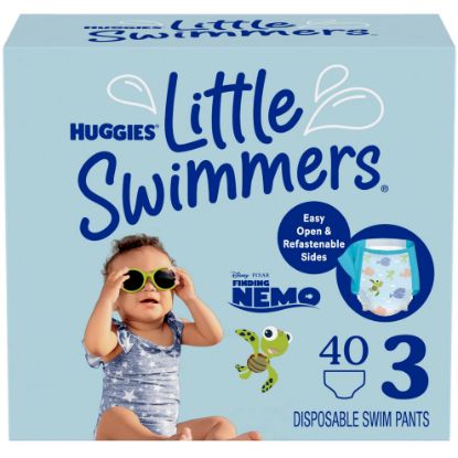 Picture of Huggies Little Swimmers Disposable Swim Diapers, Size 3 (16-26 lbs), 40 Ct (2 packs of 20), Packaging May Vary