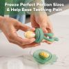Picture of Haakaa Baby Fruit Food Feeder & Mini Freezer Nibble Tray Combo, Breastmilk Popsicle Molds for Cooling Relief, BPA Free Silicone Feeder for Safe Infant Self Feeding, 4 Month+ (Pea Green)