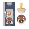 Picture of BIBS Colour Night Glow in The Dark Soother 2-Pack, BPA Free Dummy Pacifier, Round Nipple. Natural Rubber Latex, Made in Denmark, Size 2 (6-18 Months), Blush Glow/Woodchuck Glow