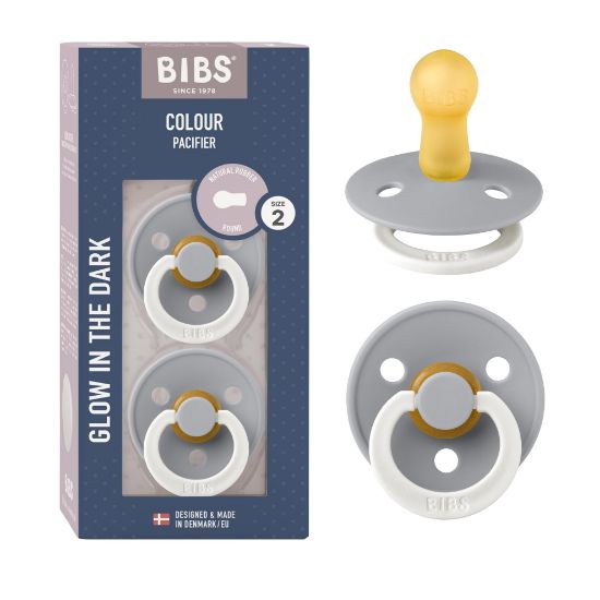 Picture of BIBS Pacifiers Colour Collection | Natural Rubber Baby Pacifier | Set of 2 BPA-Free Soothers | Made in Denmark | 6+ Months (Pack of 2) | Cloud Night