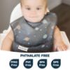 Picture of Tiny Twinkle Mess-Proof Baby Bib - Waterproof Bib for Baby Boy or Girl - Machine Washable - Adjustable Closure - PVC, BPA, & Phthalate Free - Great for Travel - Baby Food Bibs (3 Pack, Space)