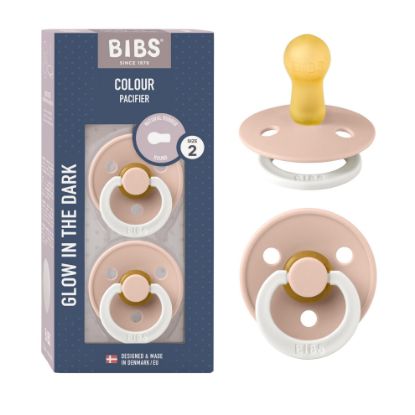 Picture of BIBS Pacifiers Colour Collection | Natural Rubber Baby Pacifier | Set of 2 BPA-Free Soothers | Made in Denmark | 6+ Months (Pack of 2) | Blush Night