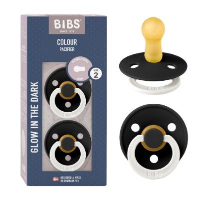 Picture of BIBS Pacifiers Colour Collection | Natural Rubber Baby Pacifier | Set of 2 BPA-Free Soothers | Made in Denmark | 6+ Months (Pack of 2) | Black Night