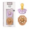Picture of Bibs Pacifiers - Boheme Collection | BPA-Free Round Nipple | Nautral Rubber Latex | Made in Denmark | Set of 2 Violet Sky/Pumpkin Color Premium Soothers | Size 6-18 Months