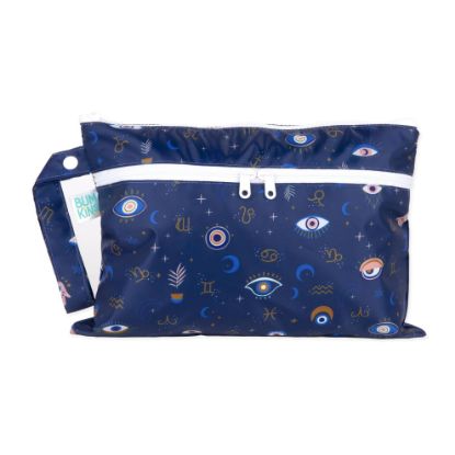 Picture of Bumkins Waterproof Wet Dry Clutch Bag for Baby, Travel, Swim Suit, Cloth Diapers, Pump Parts, Pool, Gym Clothes, Toiletry, Hook to Stroller, Pack for Daycare, Zip Bag, Packing Pouch, Evil Eye
