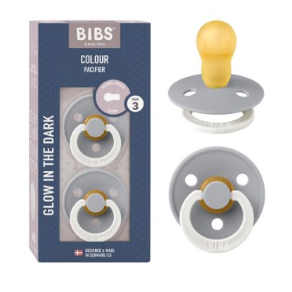 Picture of BIBS Pacifiers Colour Collection | Natural Rubber Baby Pacifier | Set of 2 BPA-Free Soothers | Made in Denmark | 18+ Months (Pack of 2) | Cloud Night