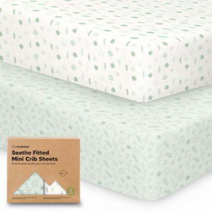 Picture of 2-Pack Mini Crib Sheets Fitted - Pack N Play Sheets for Pack and Play Mattress, Organic Cotton, Soft & Breathable Jersey Playard Bedding, Neutral Mini Toddler Bed Cover for Boys, Girls (Tropic Oasis)