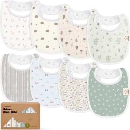 Picture of 8-Pack Organic Baby Bibs for Boys, Girls - Soft Cotton Drooling and Teething Bibs for Baby Girl & Boy, Extra Absorbent, Easy To Clean & Put On for Toddler, Newborn, Infant 0-24 Months (Prairie)