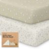 Picture of 2-Pack Mini Crib Sheets Fitted - Pack N Play Sheets for Pack and Play Mattress, Organic Cotton, Soft & Breathable Jersey Playard Bedding, Neutral Mini Toddler Bed Cover for Boys, Girls (Pine Grove)