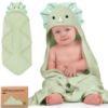 Picture of KeaBabies Hooded Baby Towel for Newborn - Viscose Derived from Bamboo Large Baby Bath Towels with Hood for Boys, Girls, Toddler, Extra Absorbent & Soft Newborn Bath Essentials (Triceratops)