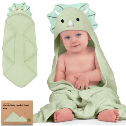 Picture of KeaBabies Hooded Baby Towel for Newborn - Viscose Derived from Bamboo Large Baby Bath Towels with Hood for Boys, Girls, Toddler, Extra Absorbent & Soft Newborn Bath Essentials (Triceratops)