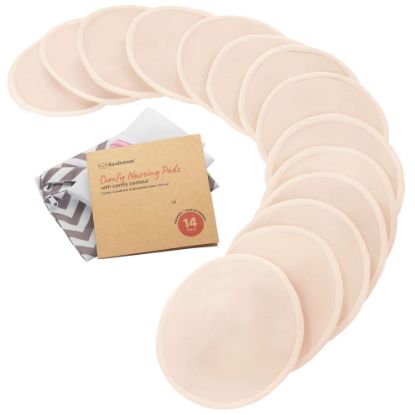 Picture of Organic Nursing Pads - 14 Washable Viscose Derived from Bamboo Breastfeeding Pads, Wash Bag, Reusable Breast Pads for Breastfeeding, Nipple Pads for Breastfeeding Essentials(Bare Beige, M 3.9")