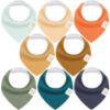 Picture of KeaBabies Bandana Bibs, 8-Pack Baby Bibs for Baby Girls, Boys - Organic Cotton Bibs for Drooling and Teething, Soft, Absorbent Neutral Drool Bib for Newborn Infant, Toddler Feeding Bib (Eclipse)