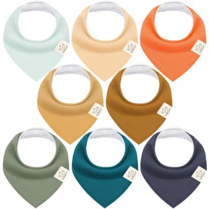 Picture of KeaBabies Bandana Bibs, 8-Pack Baby Bibs for Baby Girls, Boys - Organic Cotton Bibs for Drooling and Teething, Soft, Absorbent Neutral Drool Bib for Newborn Infant, Toddler Feeding Bib (Eclipse)