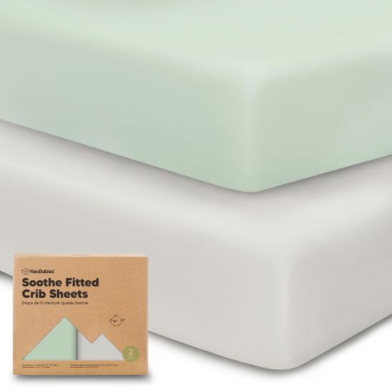 Picture of KeaBabies 2-Pack Organic Crib Sheets for Boys, Girls - 52x28 Fitted Crib Mattress Sheet Neutral, Breathable Jersey Cotton Cover for Baby Bed, Toddler Mattress, Soft & Cute Prints (Sage)