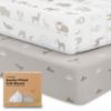 Picture of KeaBabies 2-Pack Organic Crib Sheets for Boys, Girls - 52x28 Fitted Crib Mattress Sheet Neutral, Breathable Jersey Cotton Cover for Baby Bed, Toddler Mattress, Soft & Cute Prints (Savannah)