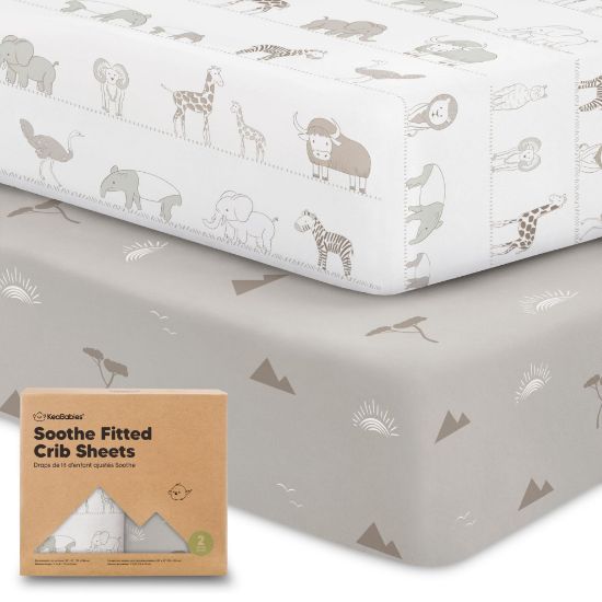 Picture of KeaBabies 2-Pack Organic Crib Sheets for Boys, Girls - 52x28 Fitted Crib Mattress Sheet Neutral, Breathable Jersey Cotton Cover for Baby Bed, Toddler Mattress, Soft & Cute Prints (Savannah)