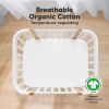 Picture of 2-Pack Mini Crib Sheets Fitted - Pack N Play Sheets for Pack and Play Mattress, Organic Cotton, Soft & Breathable Jersey Playard Bedding, Neutral Mini Toddler Bed Cover for Boys, Girls (Soft White)