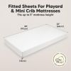 Picture of 2-Pack Mini Crib Sheets Fitted - Pack N Play Sheets for Pack and Play Mattress, Organic Cotton, Soft & Breathable Jersey Playard Bedding, Neutral Mini Toddler Bed Cover for Boys, Girls (Soft White)