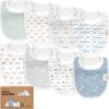 Picture of 8-Pack Organic Baby Bibs for Boys, Girls - Soft Cotton Drooling and Teething Bibs for Baby Girl & Boy, Extra Absorbent, Easy to Clean & Put On for Toddler, Newborn, Infant 0-24 Months (Vessels)
