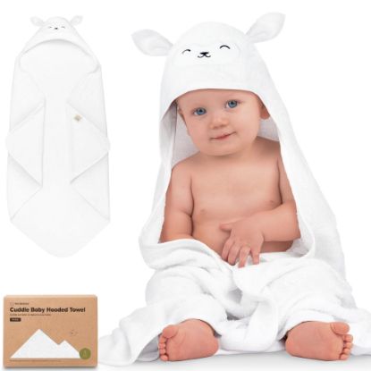 Picture of KeaBabies Hooded Baby Towel for Newborn - Viscose Derived from Bamboo Large Baby Bath Towels with Hood for Boys, Girls, Toddler, Extra Absorbent & Soft Newborn Bath Essentials (Lamb)