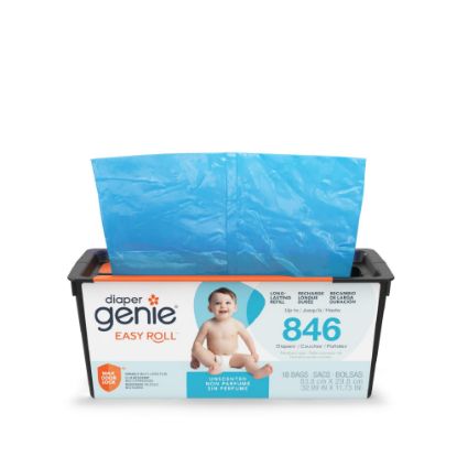 Picture of Diaper Genie Easy Roll Refill | 18 Bags Per Refill | Holds Up to 846 Newborn Diapers | Odor Control | Diaper Pail Refill Bags | Fits Diaper Genie Signature & Platinum Pails, Packaging may vary