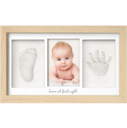 Picture of Baby Hand and Footprint Kit - Clay Handprint Keepsake Frame, Newborn Nursery Picture Frame, Personalized New Mom Gifts for Baby Shower & Registry (Ash Wood)