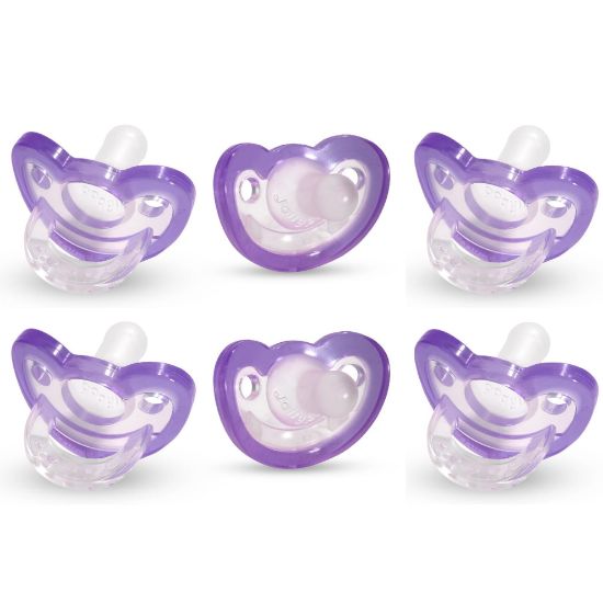 Picture of RaZbaby Jollypop Pacifier for Newborns & Up, USA Made, Natural Shaped Orthodontic Binky, Lovingly Shared in NICUs & Hospitals Worldwide, Medical-Grade 100% BPA-Free - 0-3 Months, 6 Pack - Lavender