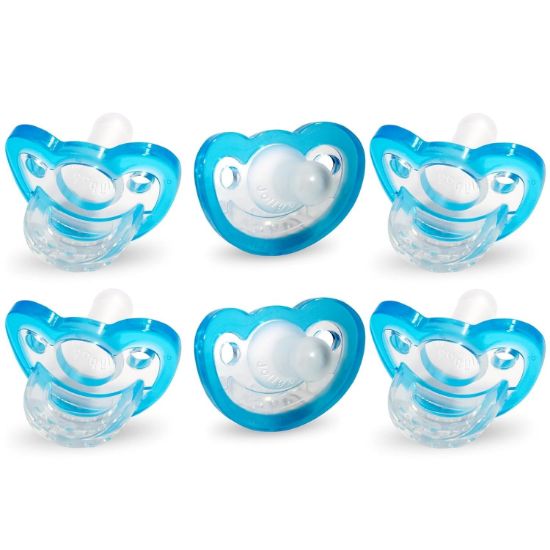 Picture of RaZbaby Jollypop Pacifier for Newborns & Up, USA Made, Natural Shaped Orthodontic Binky, Lovingly Shared in NICUs & Hospitals Worldwide, Medical-Grade 100% BPA-Free - 0-3 Months, 6 Pack - Blue