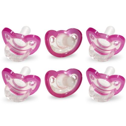 Picture of RaZbaby Jollypop Pacifier for Newborns & Up, USA Made, Natural Shaped Orthodontic Binky, Lovingly Shared in NICUs & Hospitals Worldwide, Medical-Grade 100% BPA-Free - 0-3 Months, 6 Pack - Pink